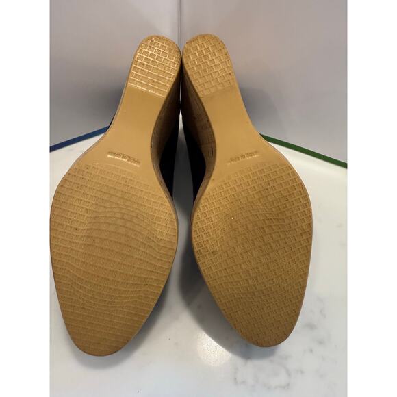 Stuart Weitzman Corkswoon Navy Wedges Size 6.5 w Dust Bag ASO Princess Kate - Picture 6 of 11